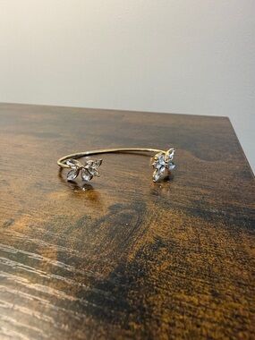 Olive & Piper 14k Gold Plated Open Cuff Bracelet with Clear Crystal Accents